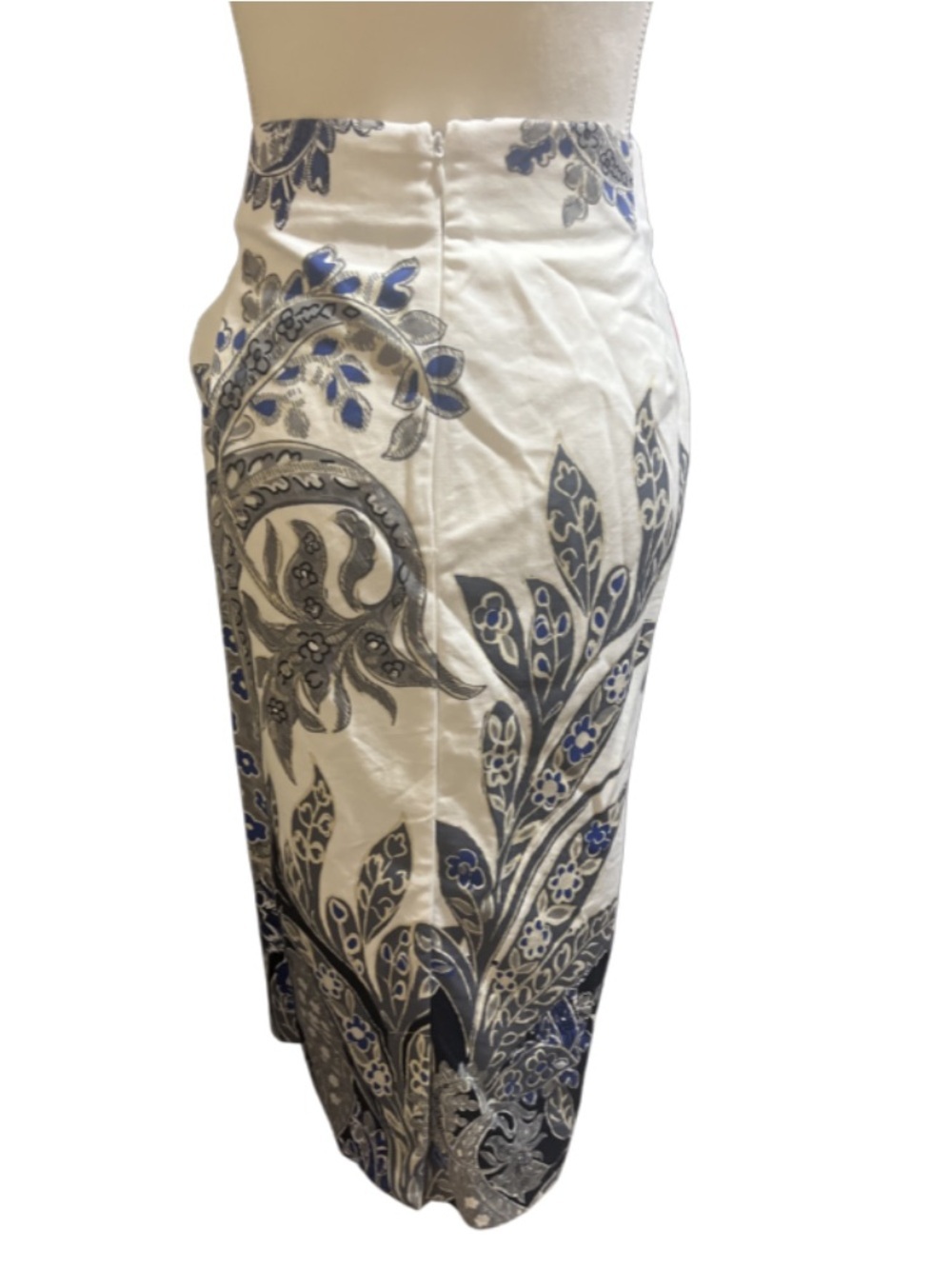 Lane Bryant The Modernist Collection Paisley Midi Skirt Blue Black White Size 28 - Picture 5 of 7